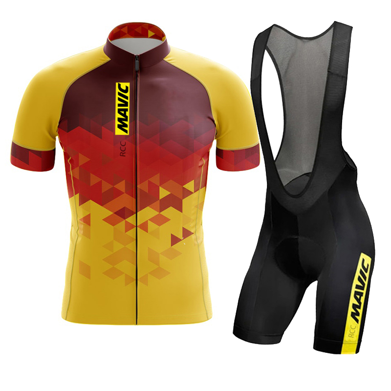 Race Bib - 2024 Mavic ชุดขี่จักรยานแขนสั้นผู้ชายชุดสูทกางเกงขาสั้นไตรกีฬาชุดเสื้อผ้าฤดูร้อน