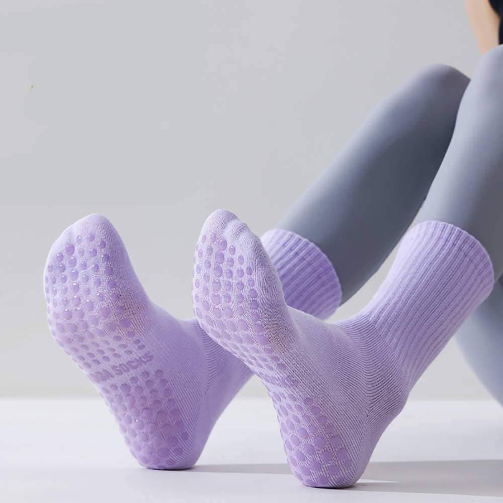 Sports Socks - ถุงเท้าโยคะสำหรับผู้หญิงคุณภาพสูง ถุงเท้ากีฬาสีสันสดใส ระบายอากาศได้ดี กันลื่น เหมาะสำหรับพิลาทิสและออกกำลังกายในร่ม ถุงเท้าผ้าฝ้าย