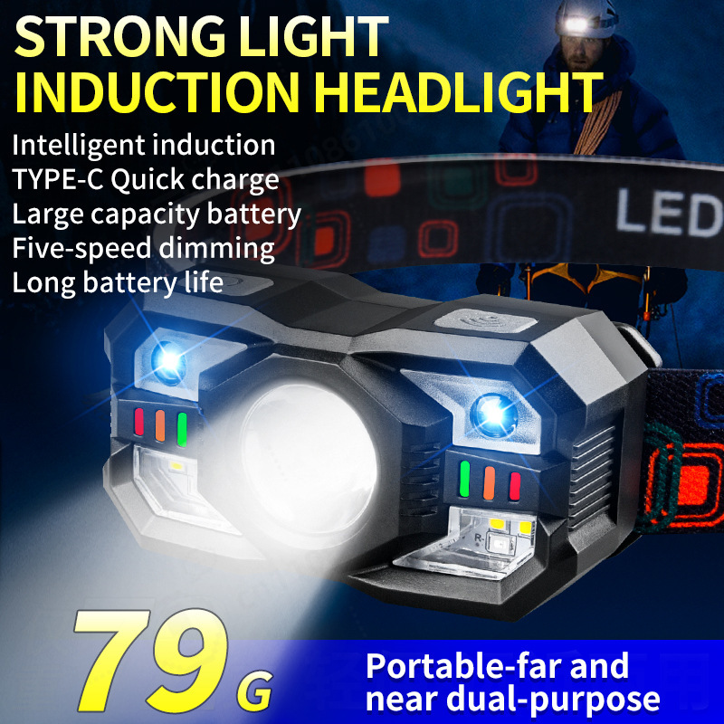 Running Headlamp - ไฟฉายคาดศีรษะ LED แบบชาร์จ USB สีเรืองแสง แสงสว่างแรง