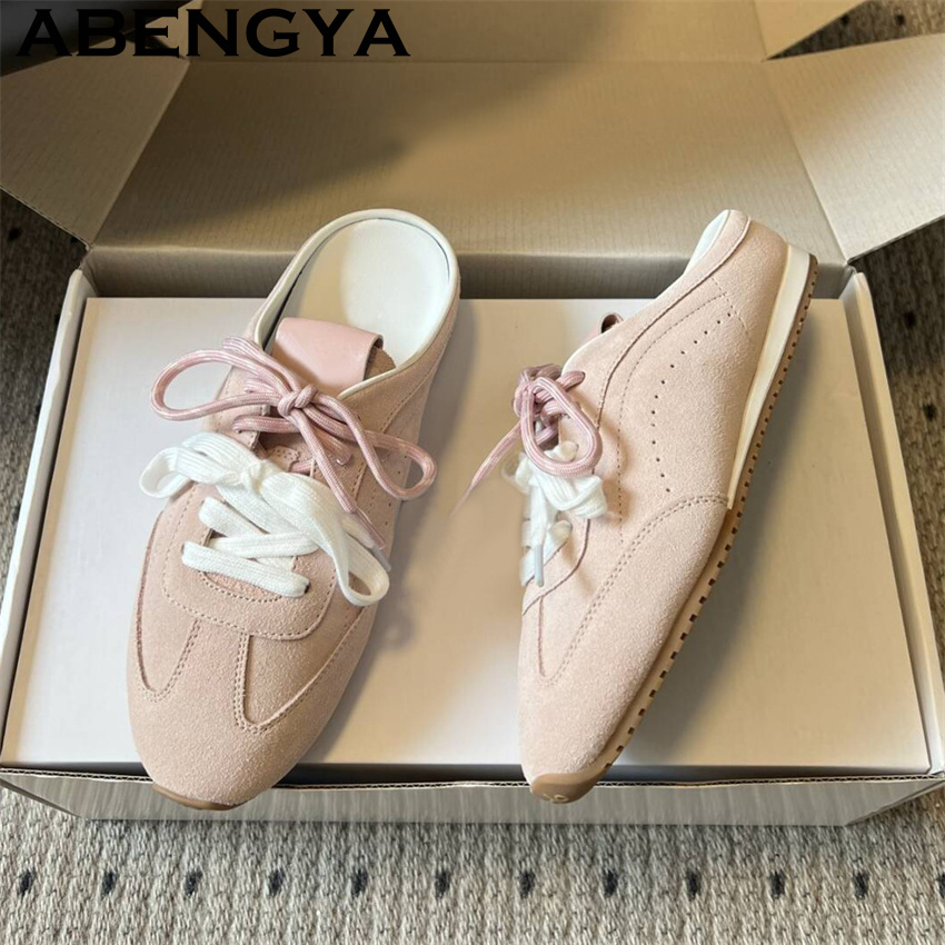 Running Shoes Women - รองเท้าสลิปเปอร์แบบผูกเชือกสำหรับผู้หญิง สวมใส่สบาย ระบายอากาศได้ดี เหมาะสำหรับฤดูร้อน รองเท้าวิ่งแบบสวม พื้นรองเท้าแบบอ็อกซ์ฟอร์ด