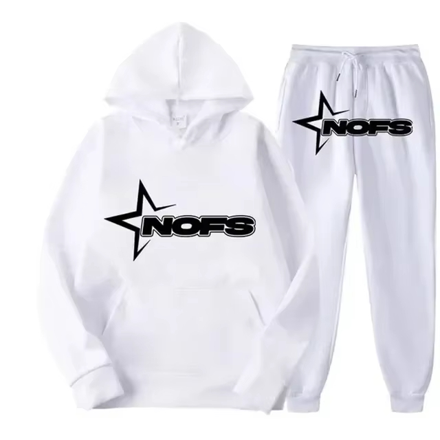 Joggers Pants - ชุดสตรีทแวร์ผู้ชายปี 2026 เสื้อฮู้ดแขนยาวพิมพ์ลายตัวอักษร NOFS พร้อมกางเกงจ็อกเกอร์ ชุดกีฬา
