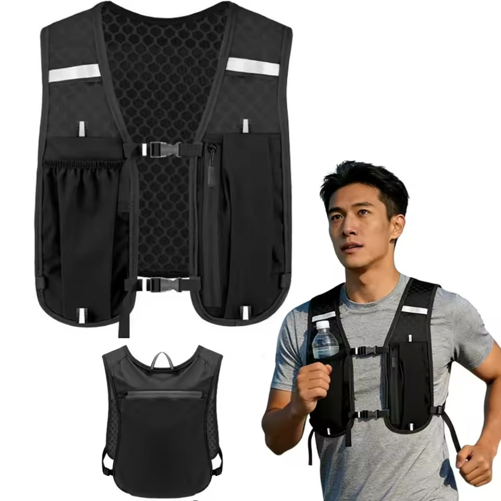 Hydration Vest - เสื้อกั๊กสำหรับใส่น้ำสำหรับวิ่งสำหรับผู้หญิงและผู้ชาย กันน้ำ ระบายอากาศได้ดี ใช้เป็นกระเป๋าเป้สะพายหลังสำหรับวิ่ง เดินป่า ปั่นจักรยาน