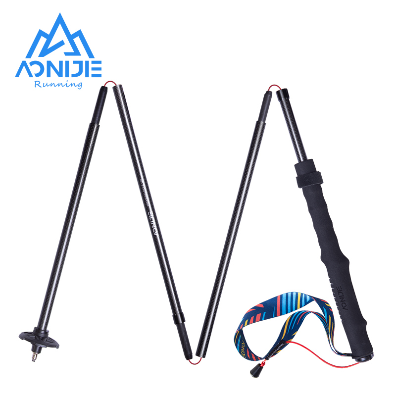 Trekking Pole Carbon - AONIJIE ไม้เท้าเดินป่าพับได้น้ำหนักเบา, ไม้เท้าคาร์บอนไฟเบอร์ E4204เชือกผูกปากถุงสำหรับเดินป่าปีนเขา
