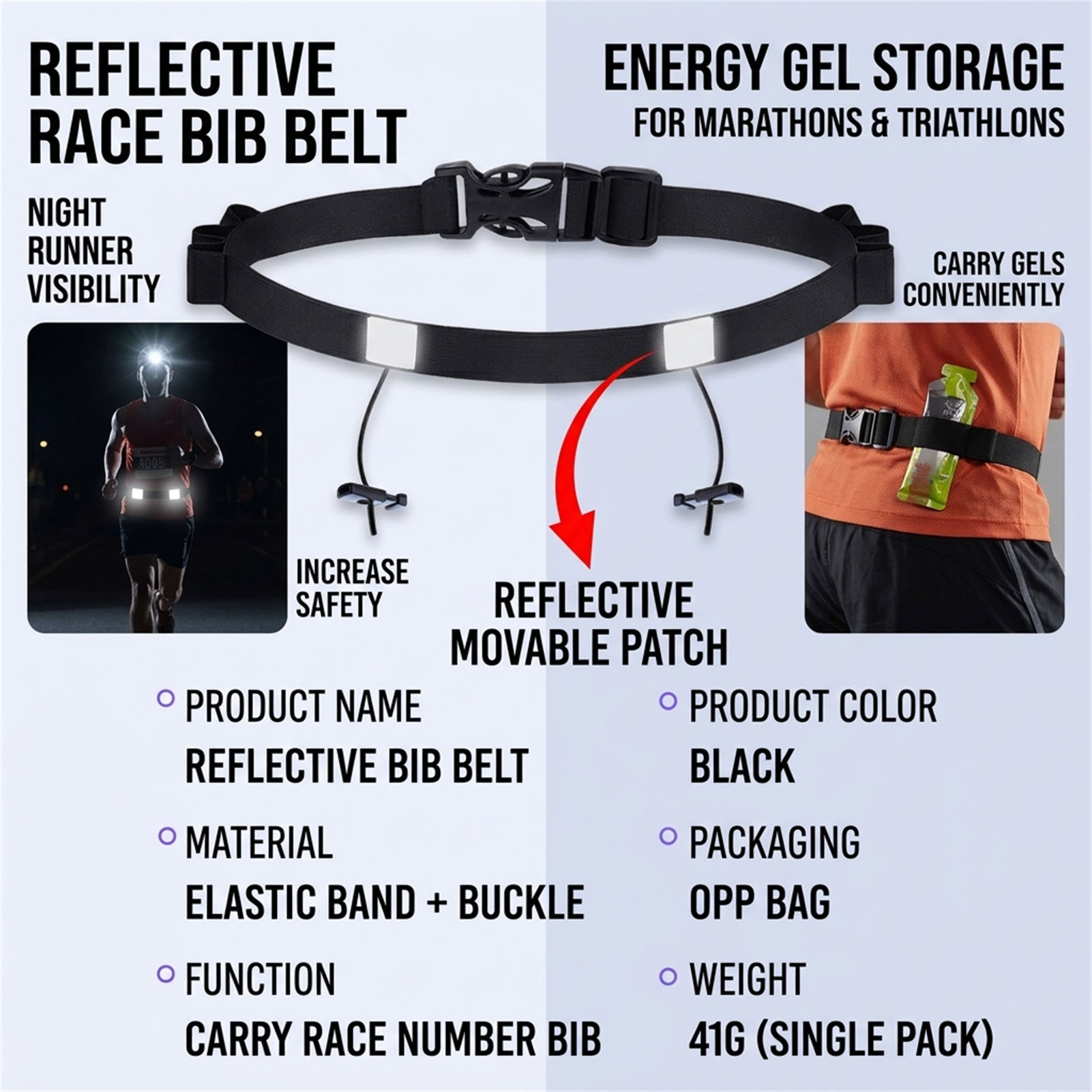 เข็มขัดสะท้อนแสงสำหรับวิ่งไตรก - Race Bib บทวิจารณ์และราคา