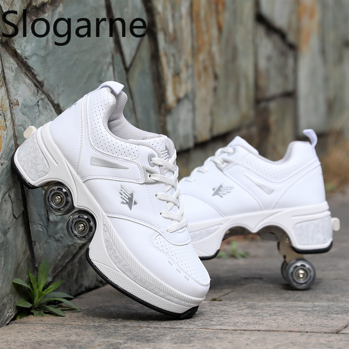 รองเท้าสเก็ตแบบมีล้อ 4 ล้อ สำห - Running Shoes Men บทวิจารณ์และราคา
