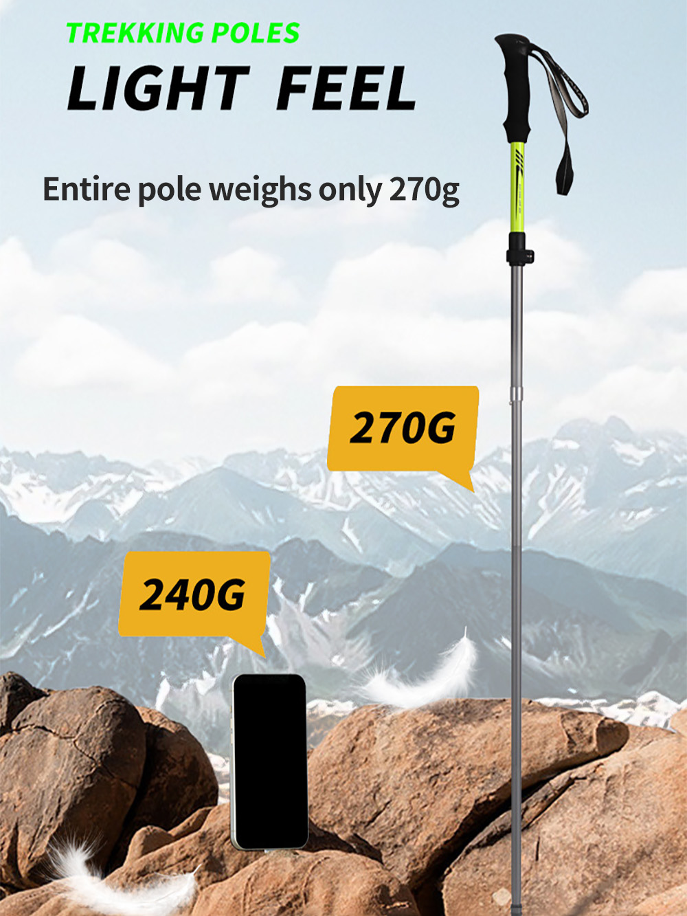 ไม้เท้าเดินป่าแบบพับได้ 7075 อ - Trekking Pole Carbon บทวิจารณ์และราคา